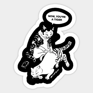 TATTOED CAT BECAME A TIGER BACK PRINT Sticker